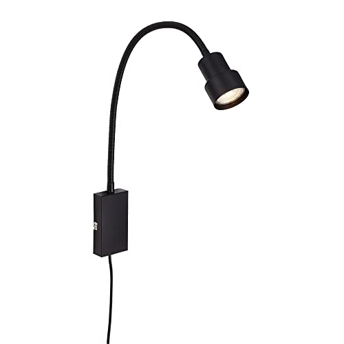 BRILONER - LED Reading Lamp with On/Off Switch, Swivel, Wall Lamp, Bedside Lamp, Bedside Lamp, Reading Light, Night Table Lamp, 69x11.5x6cm, Black