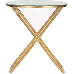 SAFAVIEH Glam Accent Table with Iron Legs, in Gold and Black, 51 X 51 X 58.16