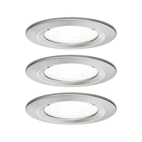 Paulmann 92979 Nova LED recessed luminaire Set of 3 Round 3x6.5W recessed Spotlight Brushed Iron spot Aluminium zinc recessed lamp 4000K GU10