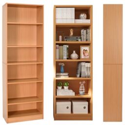 Absolute Deal Wooden Tall Slim Bookcase Tier Free Standing Adjustable Shelf