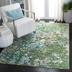 Safavieh Boho Rug for Living Room, Dining Room, Bedroom - Madison Collection, Short Pile, in Green and Turquoise, 152 x 152 cm