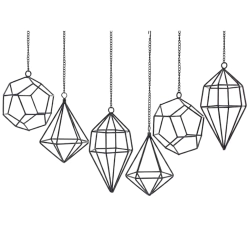 libproqia Hanging Air Plants Holders Airplants Planter Hanger Black Geometric Metal Himmeli 6pcs Tillandsia Air Fern Display Racks for Hanging Airplants