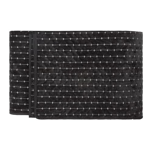 Paoletti Henley Bedspread – Luxury Cross Stitch Cotton Blend Quilted Throw (Black - 235x235cm)