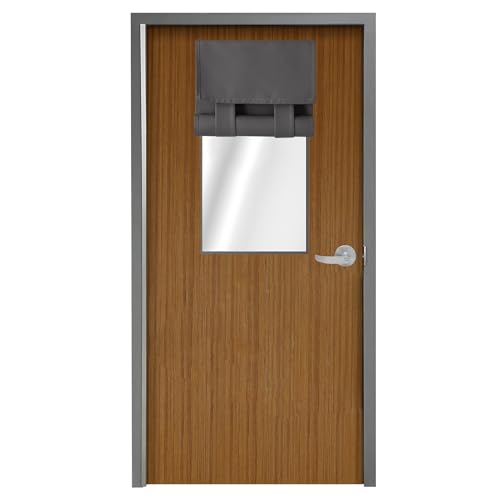 WdFour Classroom Door Window Cover,Blackout Shades for Classroom Windows and Doors???Privacy,Room Darkening Design Blocks Views, Classroom Window Cover Lockdown,12W x 40L Inch,Dark Gray 1 Panel
