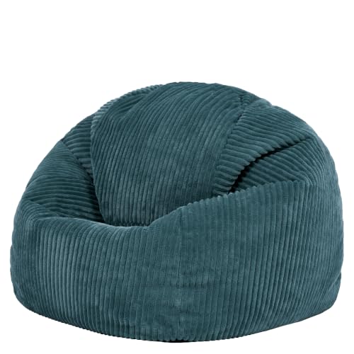 icon Kingston Kids Cord Bean Bag with Filling Included, Teal - Made in the UK, Kids Beanbag, Soft Corduroy Fabric, Floor Chair for Playroom or Bedroom