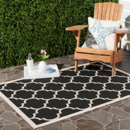 Safavieh Trellis Indoor/Outdoor Woven Rectangle Area Rug, Courtyard Collection, CY6914, in Black / Beige, 122 X 170 cm for Garden, Patio or Any Outdoor Space