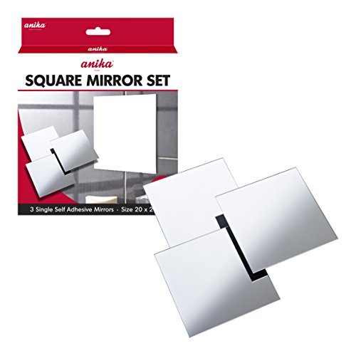 Anika 20cm Self Adhesive Square Mirrors, Pack of 3, Modern Wall Mirrors - Versatile Home D??cor, Bedroom, Bathroom, Living Room, Hallway, Easy to Install Stick On Mirrors, Sleek Square Design