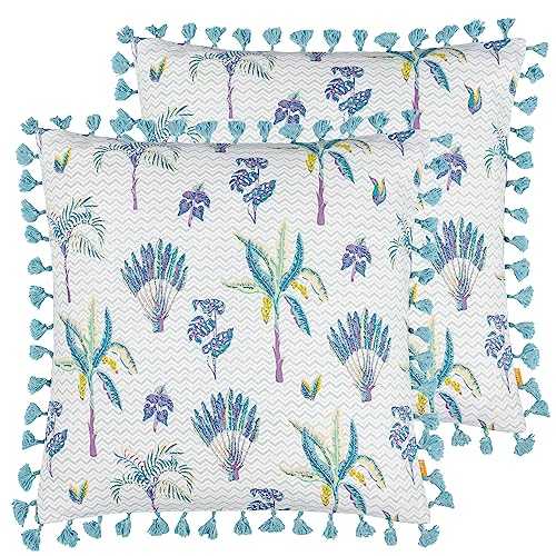 Furn. Chamae Floral Tasselled Polyester Filled Cushion - Twin Pack,Lilac,50 x 50cm