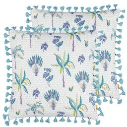 Furn. Chamae Floral Tasselled Polyester Filled Cushion - Twin Pack,Lilac,50 x 50cm