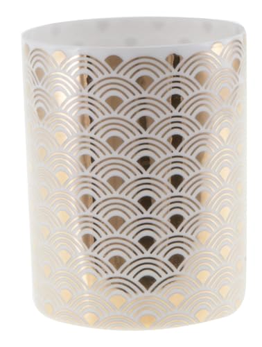 Porcelain Tealight Holder Diameter 6 cm H 8 cm - White and Gold Pattern