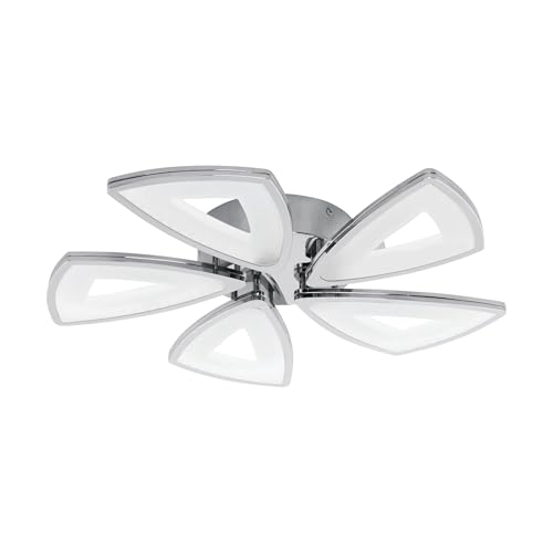 EGLO Amonde LED Ceiling Light 5 Bulbs Dimmable Living Room Lamp Modern Kitchen Lamp Made of Cast Aluminium and Satinised Plastic Hallway Lamp Ceiling in Chrome, White