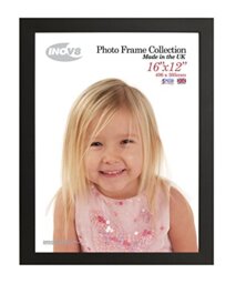 "Inov8 British Made Real Wood Picture/Photo Frame 16x12"" Inch(41x30cm) - Auckland 20mm Pine Black"