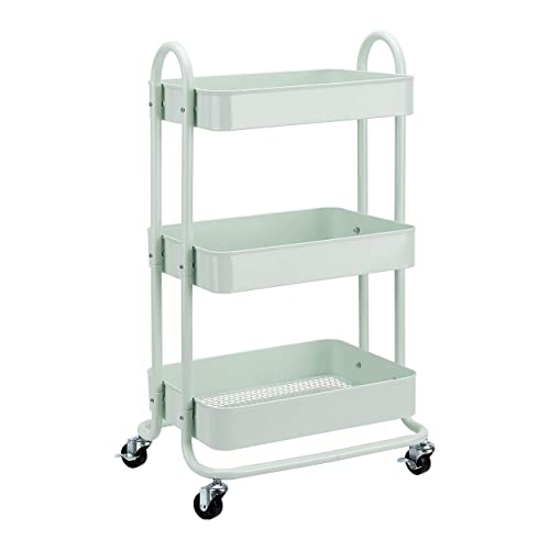 Amazon Basics 3-Tier Storage Trolley - Mint Green, 79 x 51 x 34.5 cm