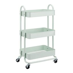 Amazon Basics 3-Tier Storage Trolley - Mint Green, 79 x 51 x 34.5 cm