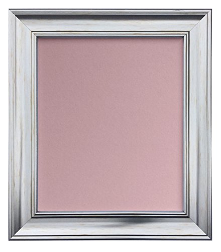 Scandi Distressed Pale Grey Photo Picture Frame with Pink Backing Board 8 x 8