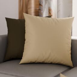 PETTI Artigiani Italiani - Pair of Pillow Cases 60 x 60 cm in Microfibre, Pillows for Bedroom Furniture, Sofa, Set of 2 Cushion Covers, Reversible Pillowcase Taupe Mud