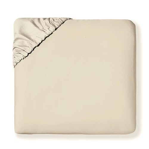 "MakeMake Organics Organic Twin Fitted Sheet Set GOTS Certified Organic Cotton Fitted Sheet with 1 Pillowcase Ultra Soft Non Toxic Breathable Hypoallergenic (40""X76"", Oat)"