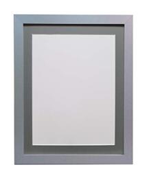 "FRAMES BY POST 25mm wide H7 Silver Picture Photo Frame with Dark Grey Mount 20""x16"" for Pic Size 15""x10"" (Plastic Glass)"