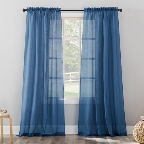 "No. 918 Rod Pocket Curtain Panel, Polyester, Blue, 51"" W x 63"" L (Pack of 1)"