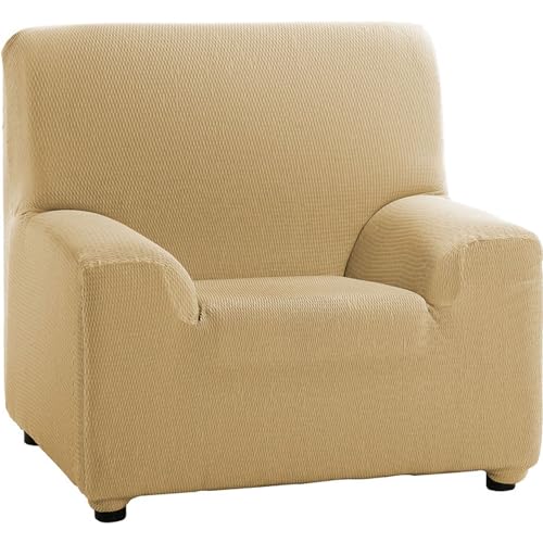 ECOMMERC3 - Elastic and Extra Soft Sofa Cover for 1 Seater Sofa - Adjustable Sofa Cover Beige 100% Made in Spain