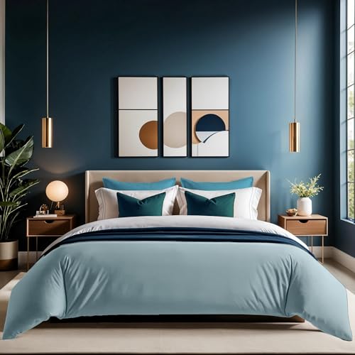 Mint Green Ranforce Double Quilt Cover (200 x 200 cm), 100% Cotton, 145 Thread Count, Button Closure, Machine Washable at 30°C, Elegant & Cosy Bedding