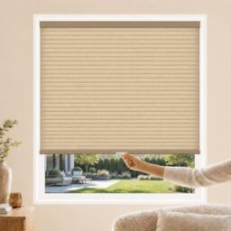 "Chicology Privacy Single Cell Window Blind, Polyester Metal Plastic, Morning Croissant, 30"" W x 64"" H"