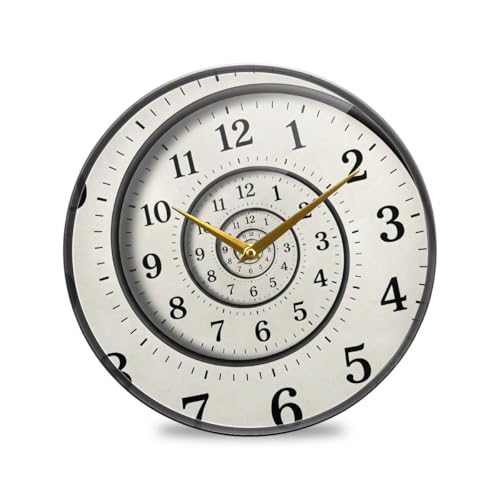 ALAZA Modern White Spiral Wall Clock Battery Operated Silent Non Ticking Clocks for Living Room Decor 12 Inch / 9.5 Inch