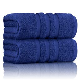 GC GAVENO CAVAILIA Pack of 2 Ultra Soft Super Absorbent Bath Sheets, 550 GSM 100% Cotton Line Texture Towels, Electric Blue, 80x140 Cm