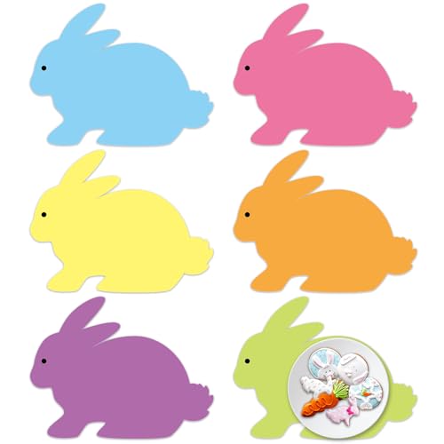 Easter Bunny Placemats Set of 6 Easter Rabbit Plastic Table Mats Purple Blue Yellow Bunnies Shape Washable Table Decoration for Indoor Outdoor Spring Holiday Party Kitchen Dining Accessories