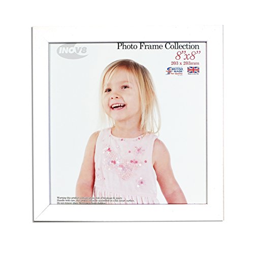"Inov8 British Made Real Wood Picture/Photo Frame 8x8"" Inch(20x20cm) - Auckland 20mm Pine White"