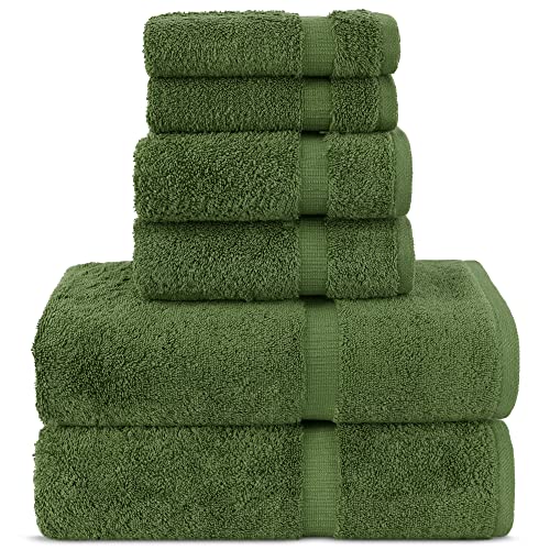 Chakir Turkish Linens Luxury Spa and Hotel Quality Premium Turkish Cotton 6-Piece Towel Set (2 x Bath Towels, 2 x Hand Towels, 2 x Washcloths)