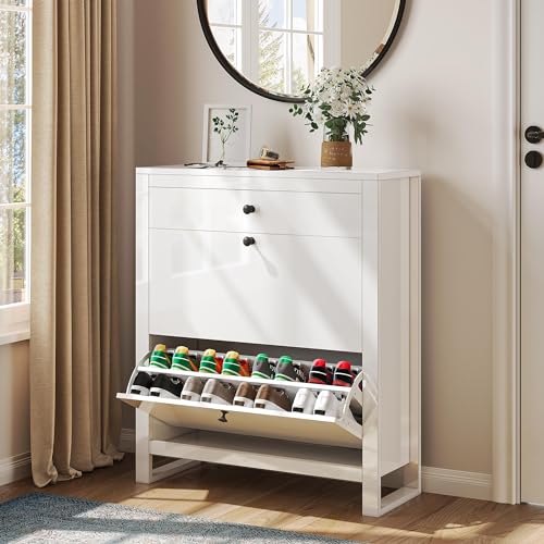 YITAHOME Shoe Cabinet 83 x 25 x 98 cm, White Shoe Cabinets hallway