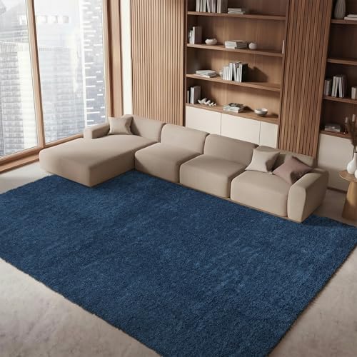 Safavieh Shag Rug for Living Room, Dining Room, Bedroom - August Shag Collection, Short Pile, in Navy, 240 X 300 cm