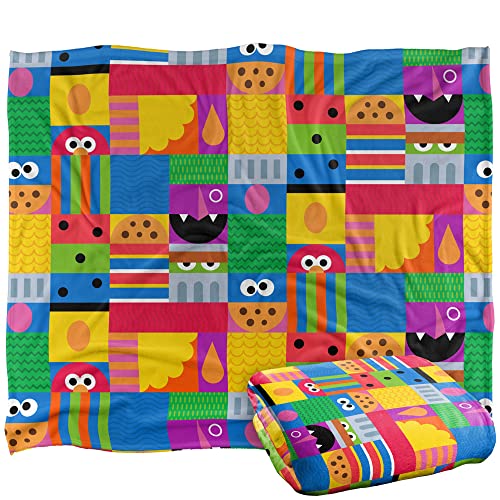 Sesame Street Squares Silky Touch Super Soft Throw Blanket 152 X 127 cm