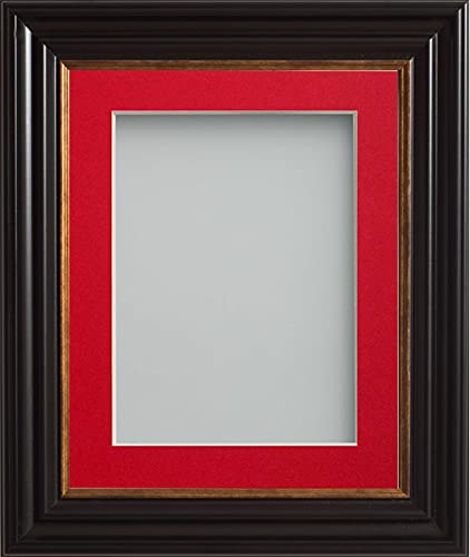 Frame Company Emson Black Picture Photo Frame with Red Mount - 20x16 for pic size A3 *Choice of Sizes* Fitted with Real Glass