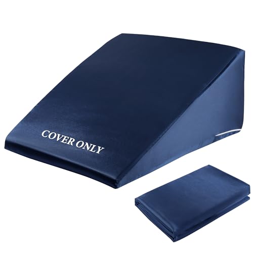 "HOMBYS Satin Bed Wedge Pillow Cover Silky & Smooth Wedge Pillowcase 1 Pack 24x24x8, Soft & Breathable, Removable & Machine Washable-Zipper Design (Pillow Not Include),(Navy Blue, 24""x24""x8"")"