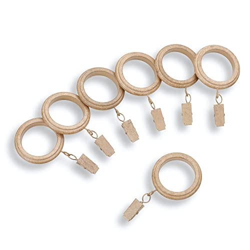 MODE Farmhouse Collection Beveled Clip Curtain Rings, 14 Count - Weathered Oak