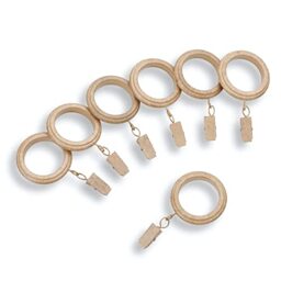 MODE Farmhouse Collection Beveled Clip Curtain Rings, 14 Count - Weathered Oak