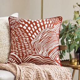 furn. Hoem Nola Abstract Cotton Piped Polyester Filled Cushion, Chestnut