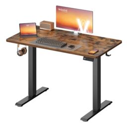 VASAGLE Electric Standing Desk, Height Adjustable Desk, Sedentary Reminder, 4 Memory Heights, for Home Office, 100 x 60 cm, Rustic Brown LSD310KD01