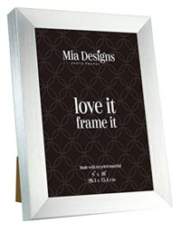 Mia Designs Premium Photo Frame Brushed Silver Cube 8x10 20X25cm Picture Frame For Desk Wall and Table Top in Eco-friendly PS material - Free Standing And Wall Mountable