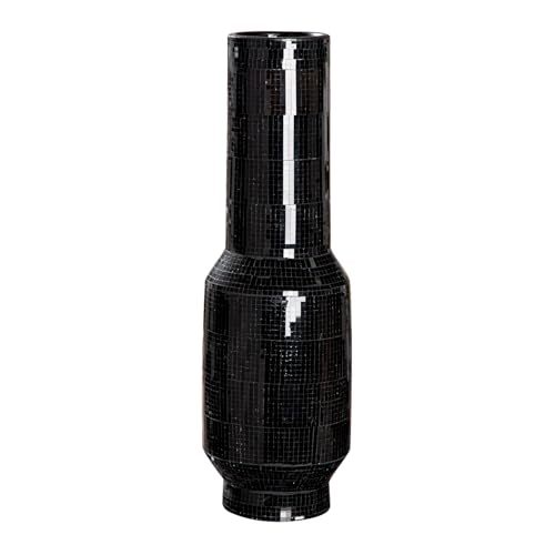 GILDE Black Disco Floor Vase, Ceramic, Black, Height 51 cm x Diameter 16 cm, Decorative Vase