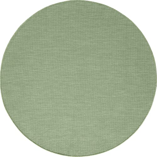 "Mia's Teppiche ""Lara In- & Outdoor Rug, Flat Fabric, 160 cm, round, Green"