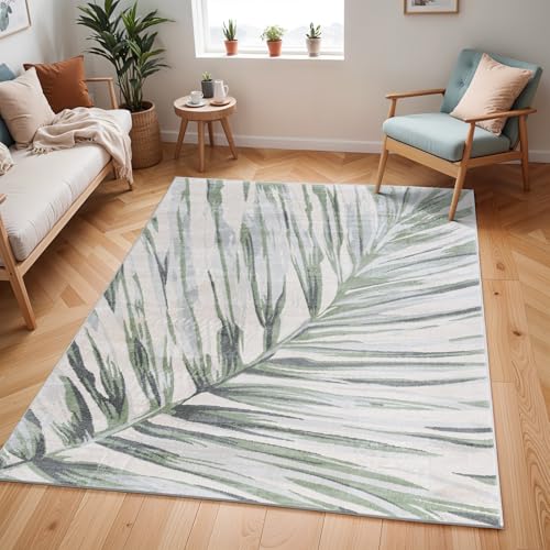 Livabliss Alaya Auray Abstract Carpet 160x215 cm – Modern Marble Design for Living Room, Dining, Bedroom, Soft Luxurious Medium Pile, Easy Care Floor Covering, Cream Green Grey
