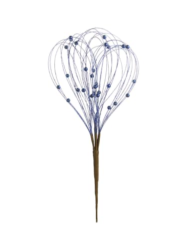 WeRChristmas Navy Glitter Nest Christmas Tree Pick, 39cm - 39cm navy glitter nest pick with 6 branches, looped details and bead accents for trees and festive arrangements