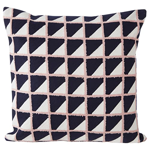 Premier Housewares Grid Design Cushion, Unique Textile, Sofa Cushions, Embroidered Pattern, Contemporary Accent Piece, Vibrant Colors, W45 x D45 x H3cm