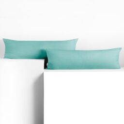 DecoKing Set of 2 Pillowcases 40 x 200 cm, Jersey Knit, 100% Combed Cotton, zip closure, color Light Turquoise, Amber