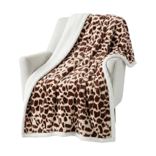 Lavish Home Sherpa Fleece Throw Blanket - 50x60-Inch Machine-Washable Reversible Throw - Fluffy Blankets for Couch, Chair, or Bed (Giraffe)