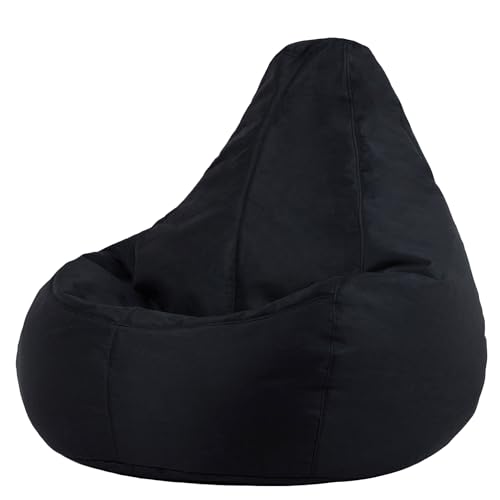 Bean Bag Bazaar Dalton Outdoor Bean Bag Chair, Black, Garden Chair, Water Resistant Fabric, Gaming Beanbag with Filling Included, Garden Seat, Outdoor Seating