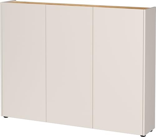 Germania Shoe Cabinet 1347-605 GW-Libbiano, in Cashmere/Navarra Oak-repro, handle-free design, 138 x 105 x 25 cm (WxHxD)